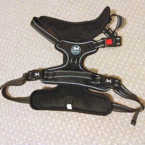 PoyPet XL Dog Harness Black Reflective Mesh No-Pull Adjustable Vest Black